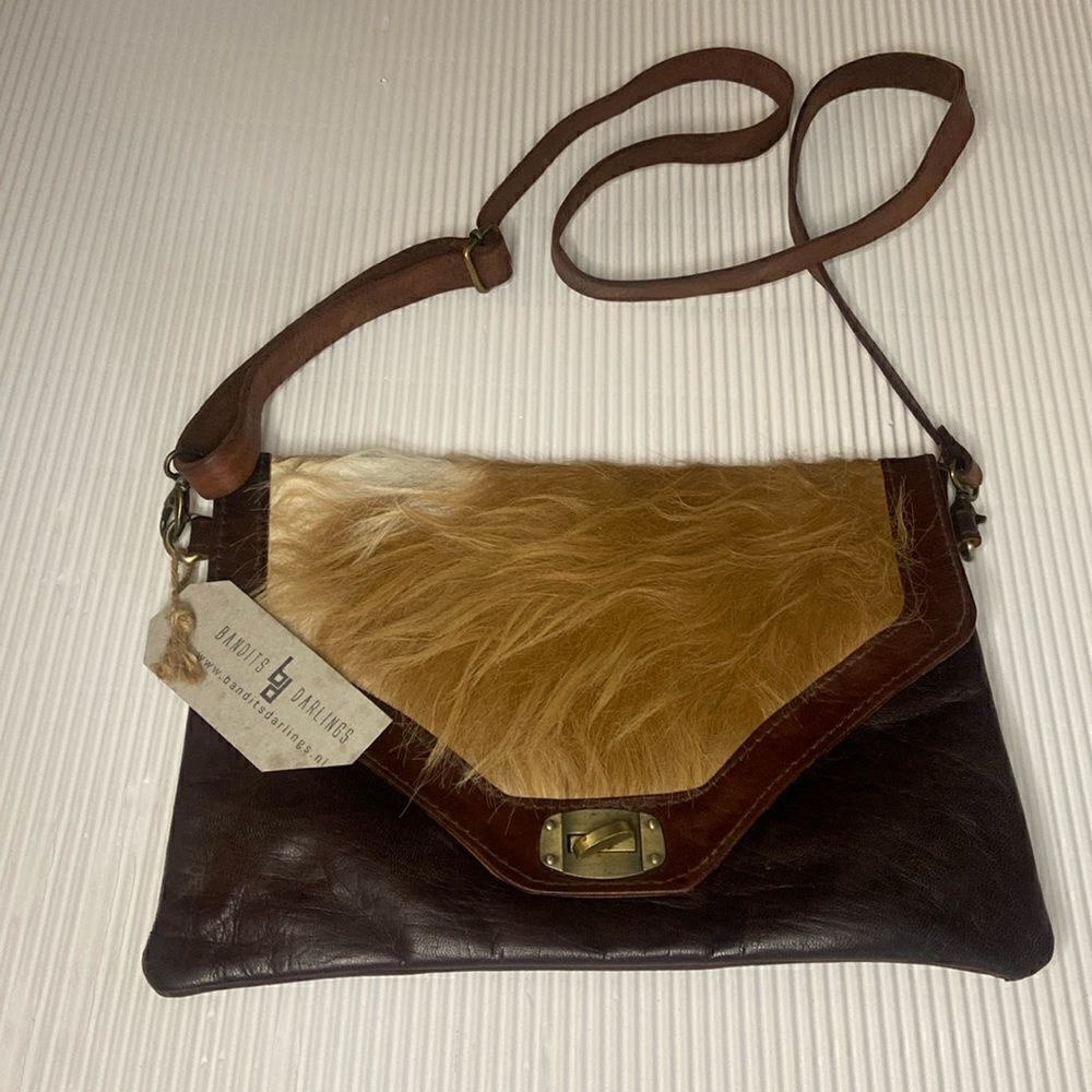 Leather Faux Fur cross body purse Western